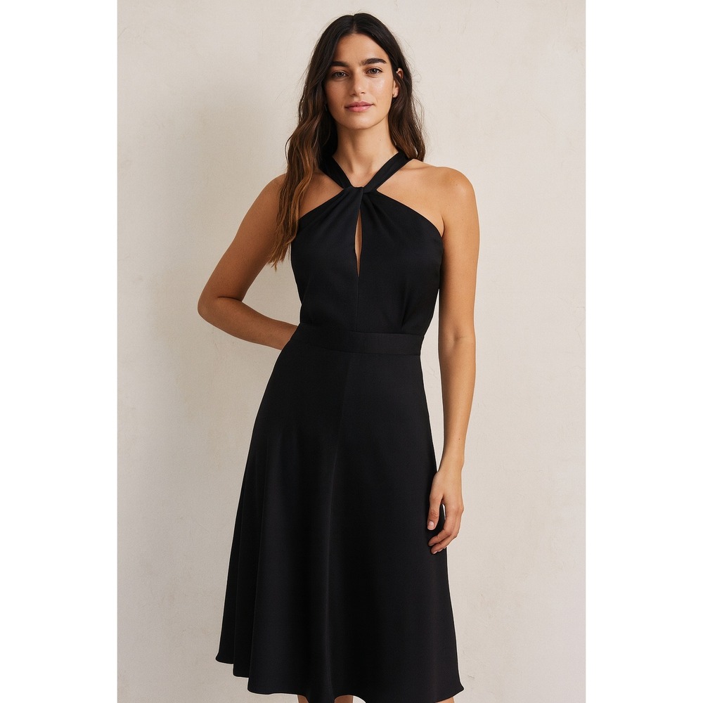 J Crew Black‎ Halter Dress Sinclair Size 4 Party Cocktail Night Out Valentines
